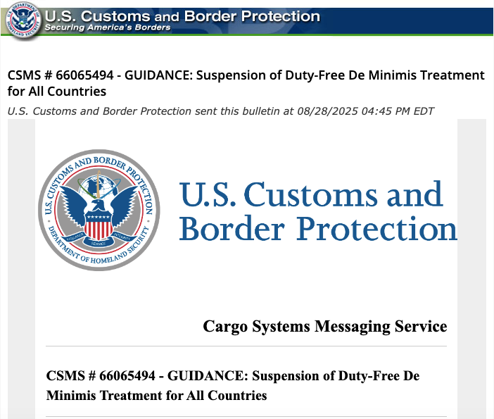 美国800美元小额包裹免税